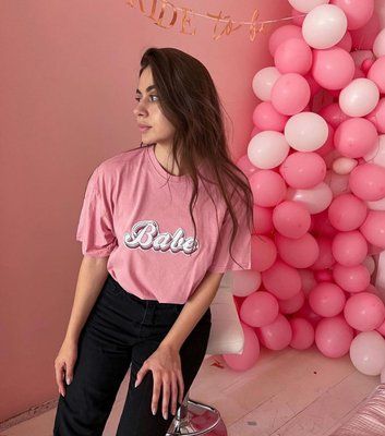 Футболка рожева оверсайз Babe cl04 фото
