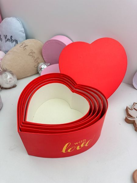 Бокс червоний with love S розмір 23*10 см box78 фото
