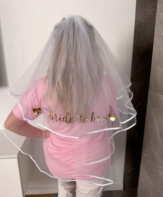 Фата довга з обідком та золотим надписом Bride to be aks03 фото