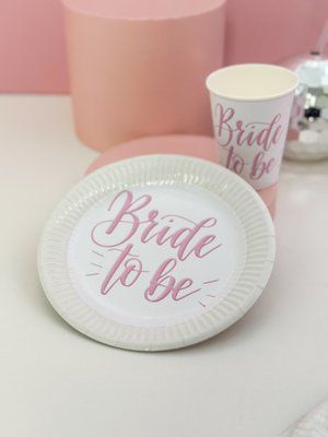 Набір стаканчик+тарілочка білі Bride to be (на 1 особу) cp00111 фото
